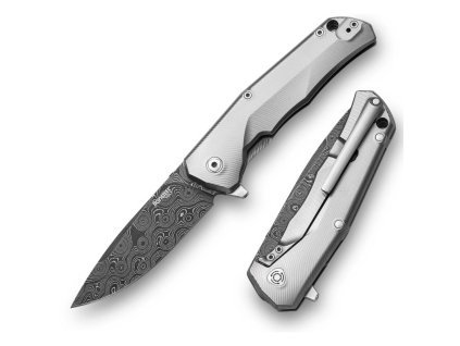 LionSteel T.R.E. Damascus RAINDROP, Titanium TREDRGY
