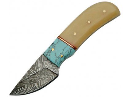 Damascus Fixed Blade Turquoise Bone