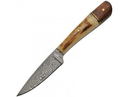 Damascus Deer Bone Fixed Blade