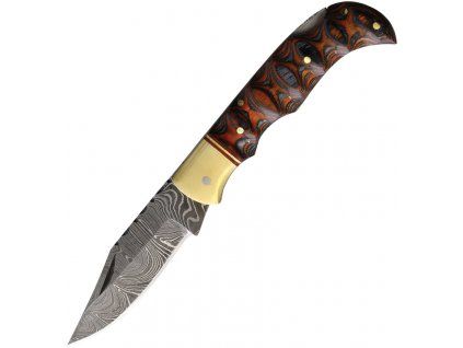 Damascus Twisted Wood Lockback