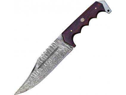 Damascus Bowie Brown Wood Handle