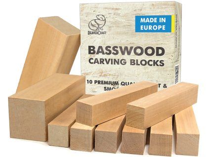 BEAVERCRAFT Set of Basswood Carving Blocks 10 pcs