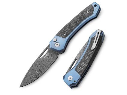 twain damascus blue titanium carbon fiber