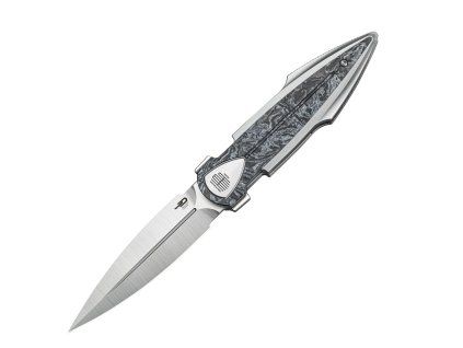 bestech knives ika dagger bt2602a satin m390 gray titanium silver marble carbon
