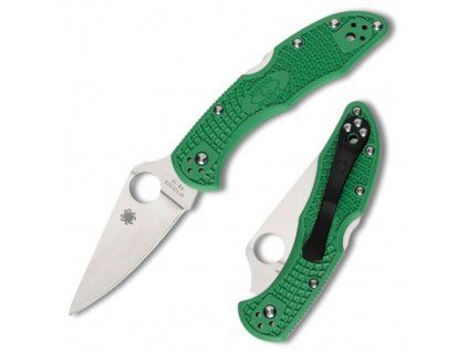 Spyderco Delica 4 Green FRN Lightweight FlatGround