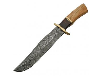 Damascus Olive Wood Damascus Bowie