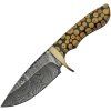 Damascus Fixed Blade Knotted Wood