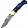Damascus Blue Lockback Brass