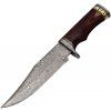 Damascus Bowie Guard Pommel Brown Wood